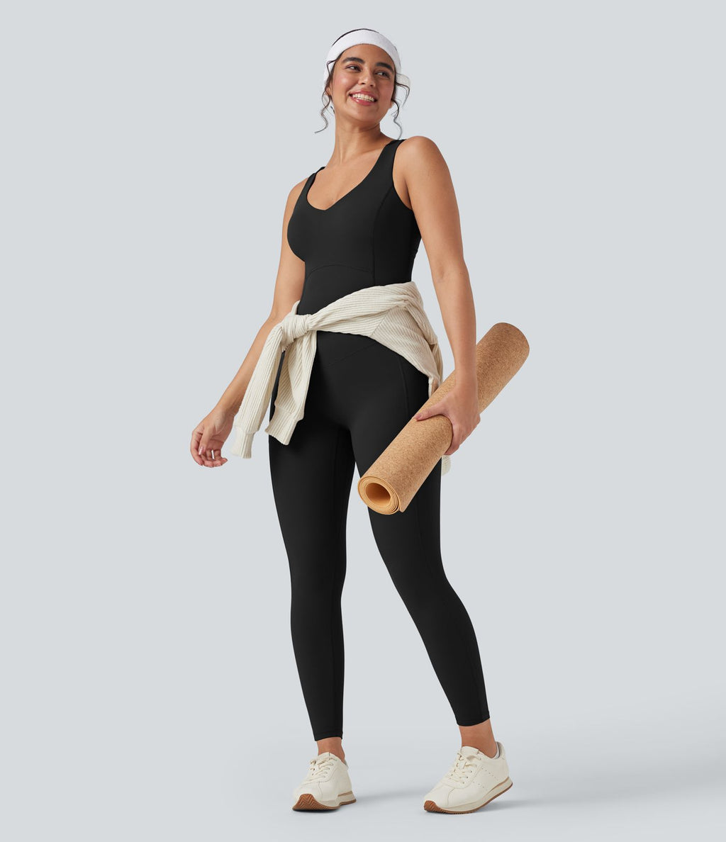 Combinaison de sport Halara UltraSculpt™ col V gainante push-up à poches