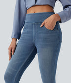 Leggings 7/8 décontractés en denim taille haute avec poches Halara Flex™