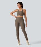 Halara UltraSculpt™ Débardeur de yoga col U dos nageur color block avec soutien-gorge intégré et poche