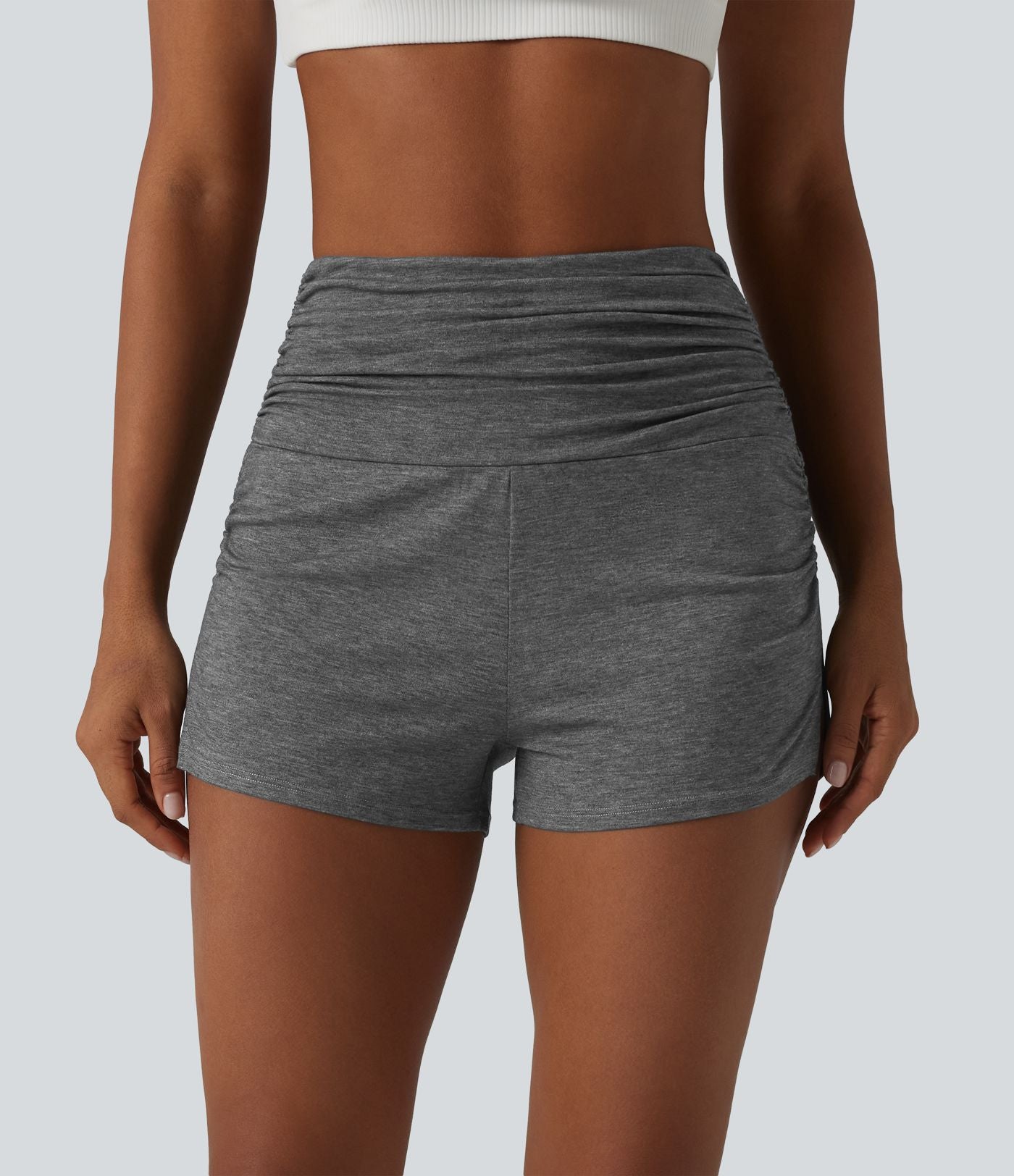 Short décontracté taille haute froncé avec sous-vêtement intégré 6,5 cm