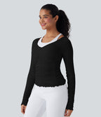 Haut de sport yoga froncé avec finitions ondulées sans couture OneForm Seamless Flow
