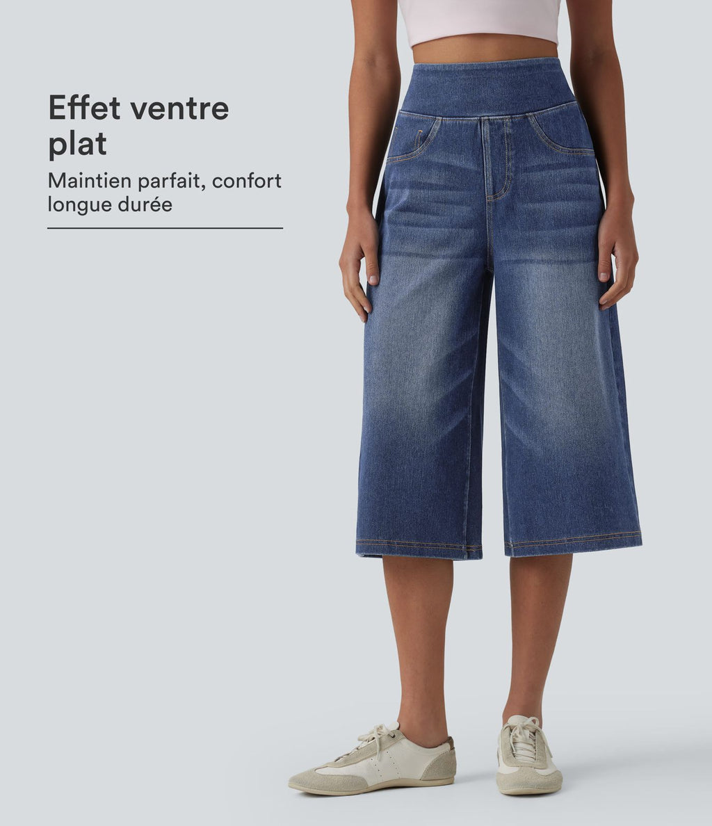 Jean capri ample Halara Flex™ taille haute gainant avec poches