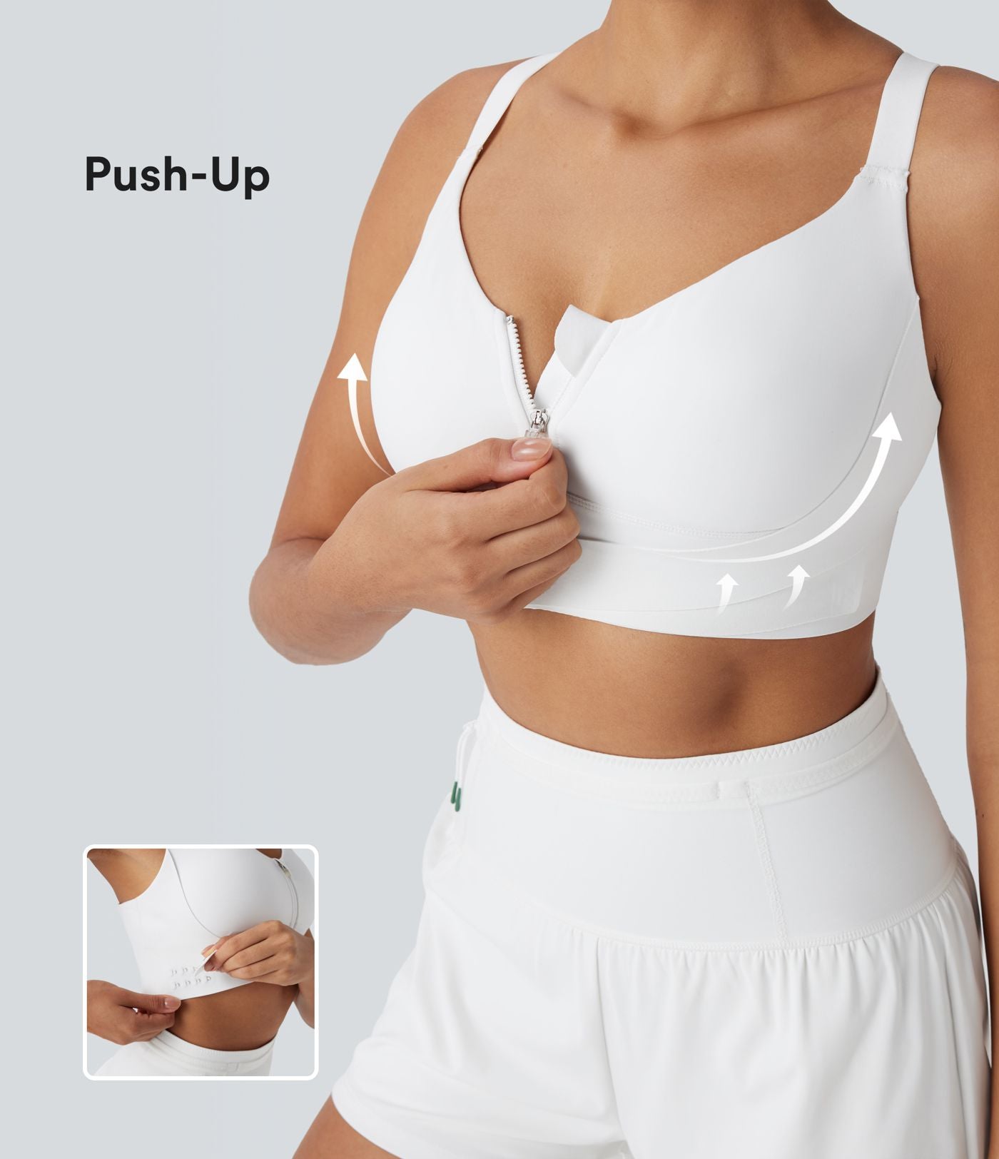 Brassière de sport course SpeedWave™ soutien intermédiaire push-up zip boucle réglable séchage rapide bonnets A-C