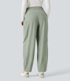 Pantalon barrel taille haute avec poches