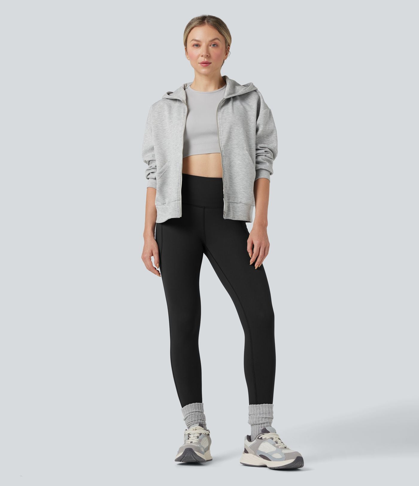 Legging 7/8 en molleton taille haute de randonnée avec poches