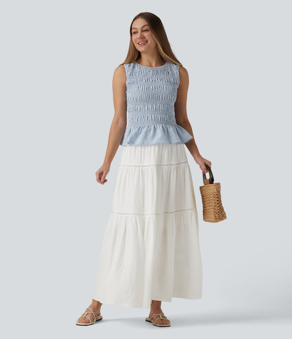 Jupe maxi fluide taille mi-haute