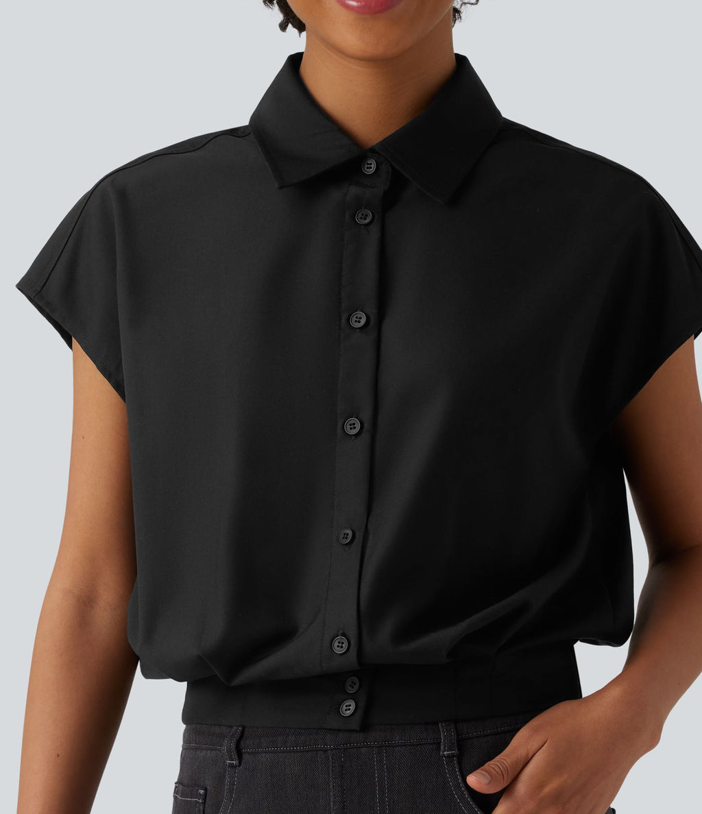 Chemise décontractée col classique manches courtes avec boutonnage
