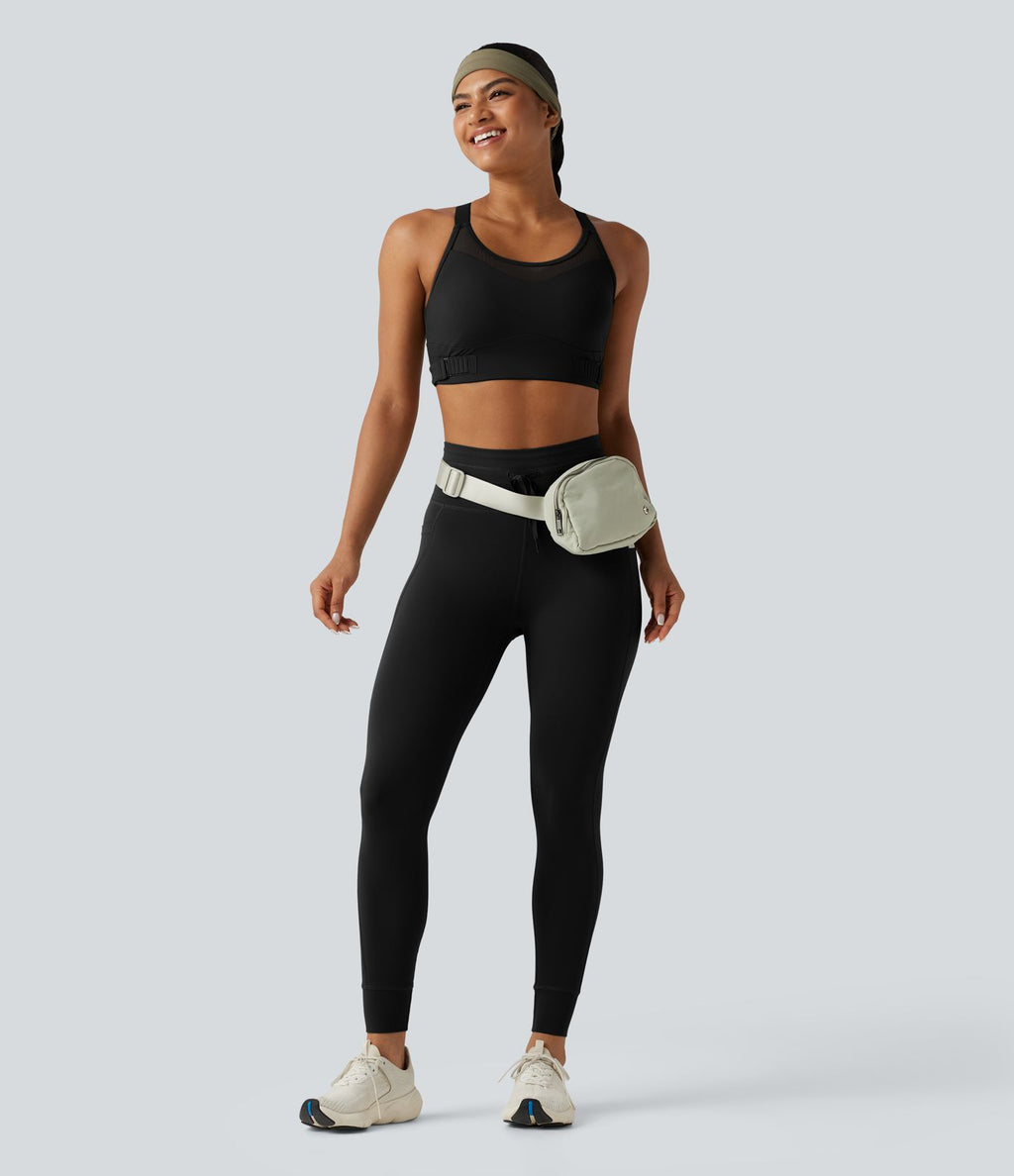 Brassière de sport à maintien moyen avec dos croisé, boucle réglable et brassière intégrée en mesh respirant, effet frais InstantCool, séchage rapide, protection solaire UPF50+