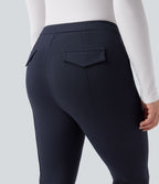 Pantalon tailleur évasé taille haute avec poches