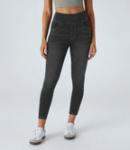 Leggings 7/8 décontractés en denim taille haute avec poches Halara Flex™