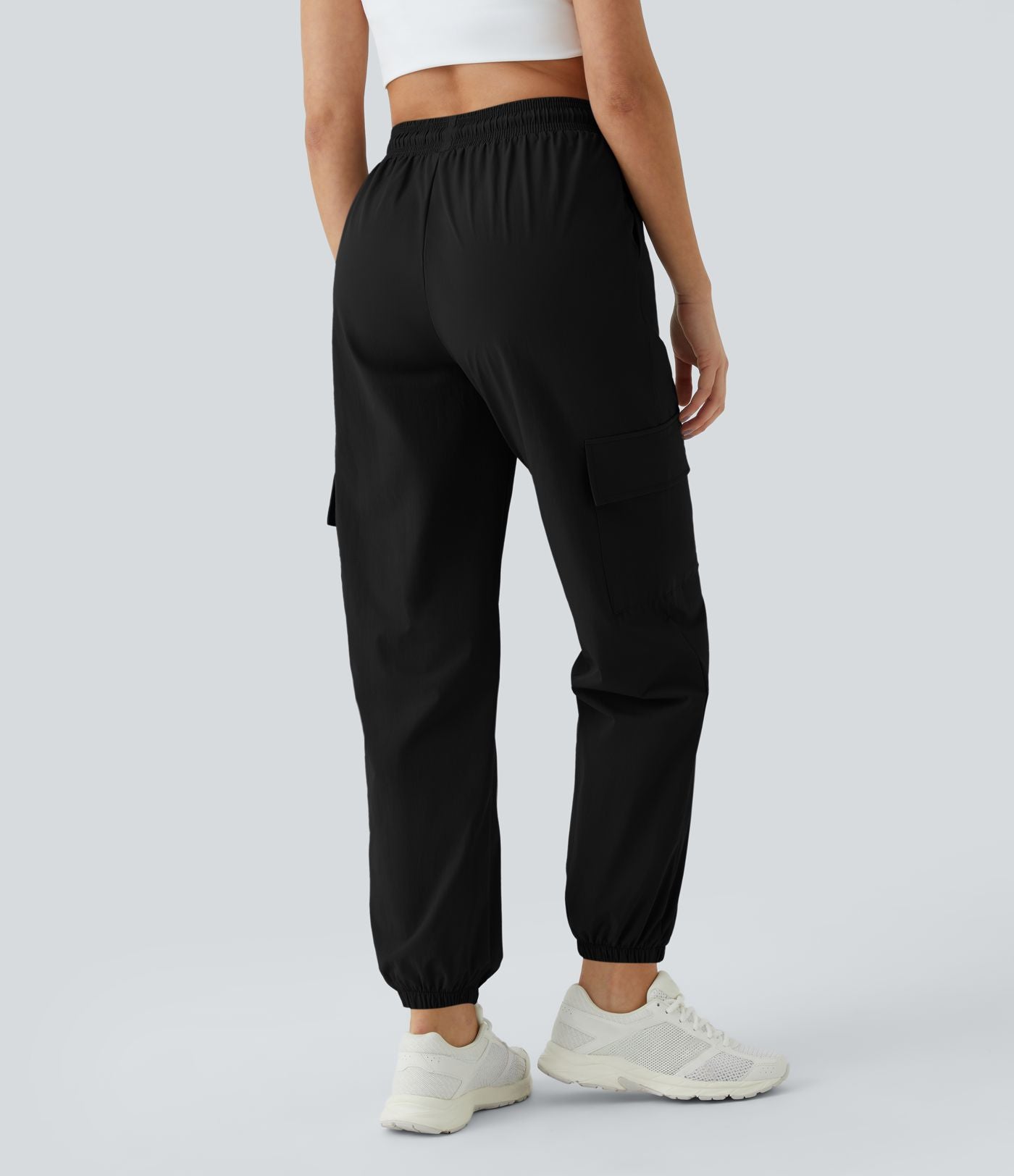 Jogging Cargo Casual à Taille Mi-Haute Cordon de Serrage et Poches Latérales