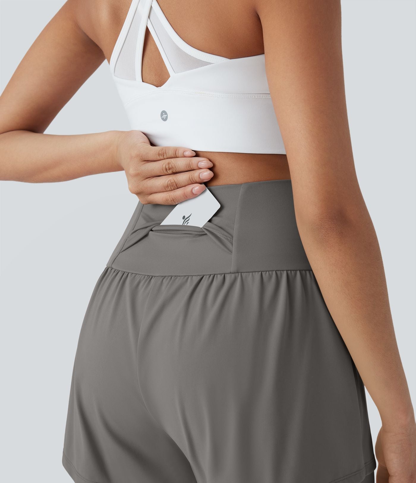 Short de yoga 2-en-1 SoftlyZero™ Airy taille très haute effet frais InstantCool 12,5 cm avec poches
