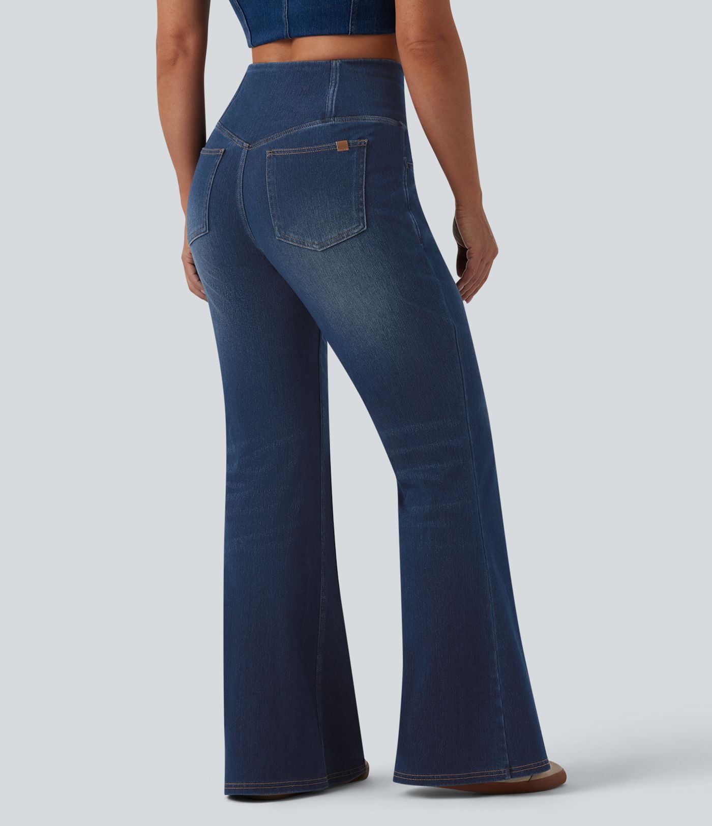 Jean évasé Halara Flex™ casual taille haute croisée avec poches