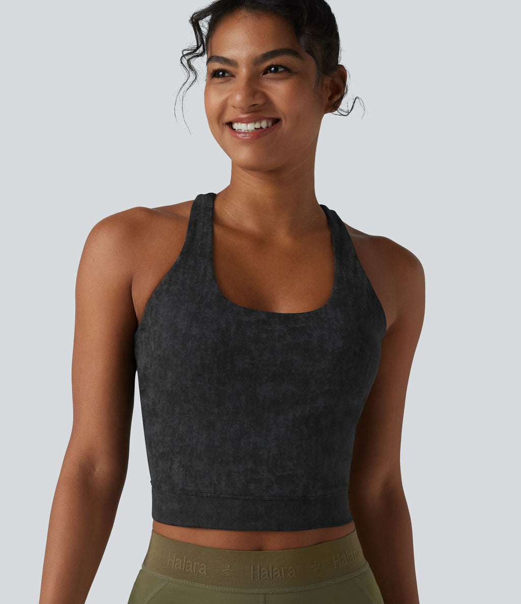 Brassière de sport courte col U dos nageur avec brassière intégrée