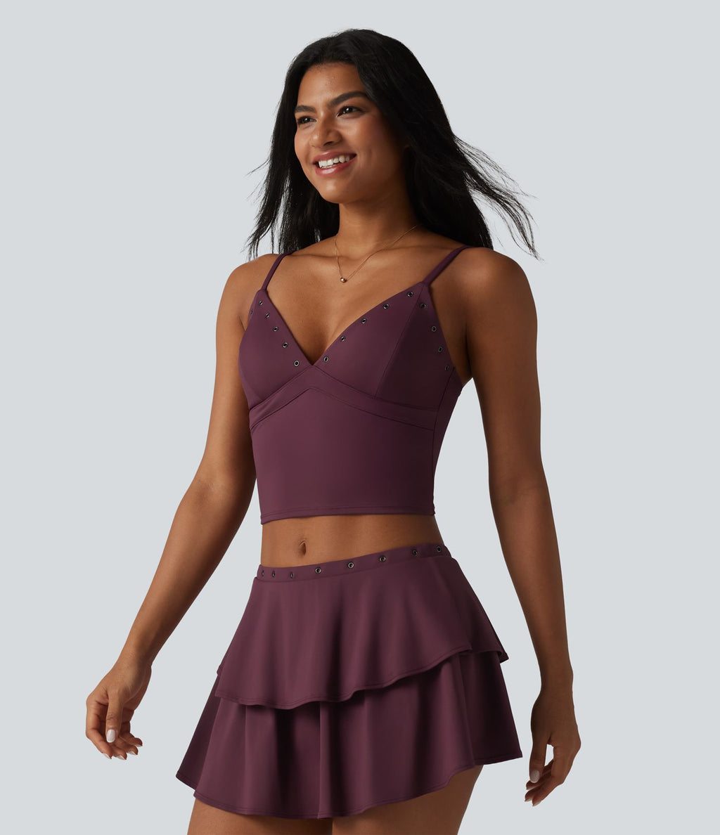 Débardeur court décontracté SoftlyZero™ à bretelles ajustables et œillets, avec brassière intégrée et effet frais InstantCool