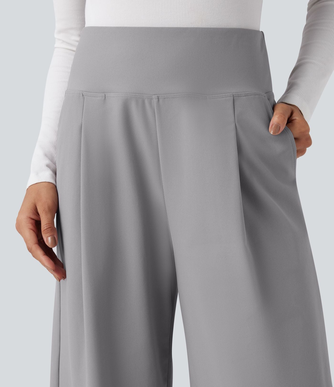 Pantalon tailleur ample taille haute en sergé Halara Flex™ avec poches
