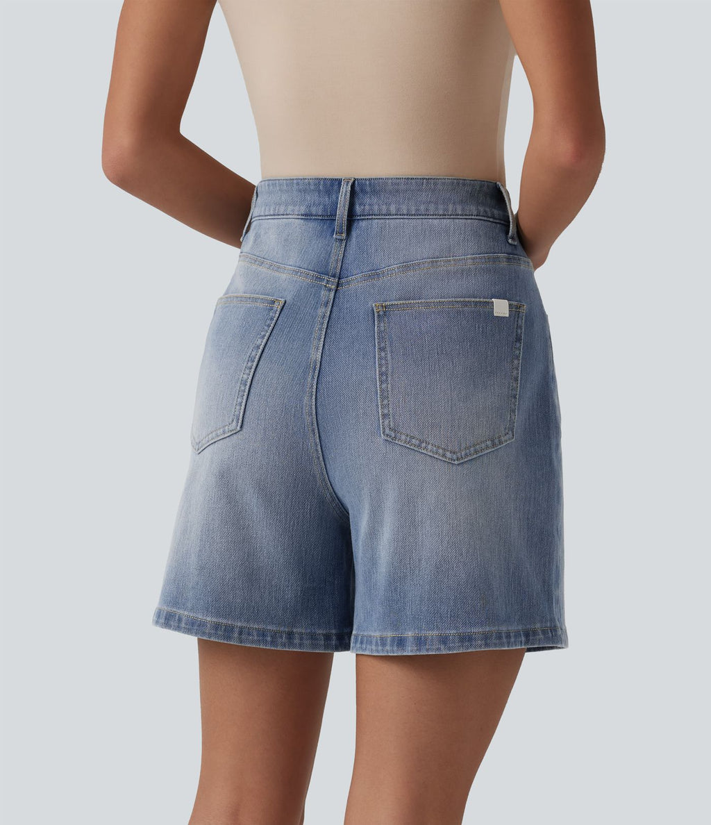 Short denim ample décontracté Halara Flex™ taille haute avec poches