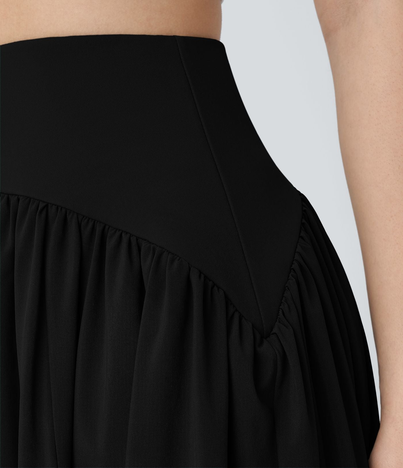 Breezeful™ Jupe de Vacances Midi Fluide à Taille Haute Plissée Fendue et à Séchage Rapide