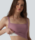 Débardeur décontracté en maille côtelée, doux au toucher, anti-odeurs, bretelles réglables, brassière intégrée, protection solaire UPF40+