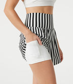 Short de yoga ample 2 en 1 à rayures taille ultra haute avec poches