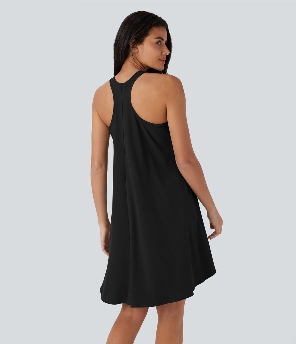 Robe décontractée mini fluide Breezeful™ à dos nageur, poches latérales, ourlet asymétrique et séchage rapide