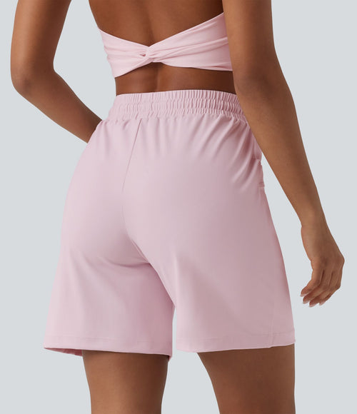 Bermuda de yoga SoftlyZero™ Airy taille haute avec cordon de serrage effet frais InstantCool et poches, protection solaire UPF50+