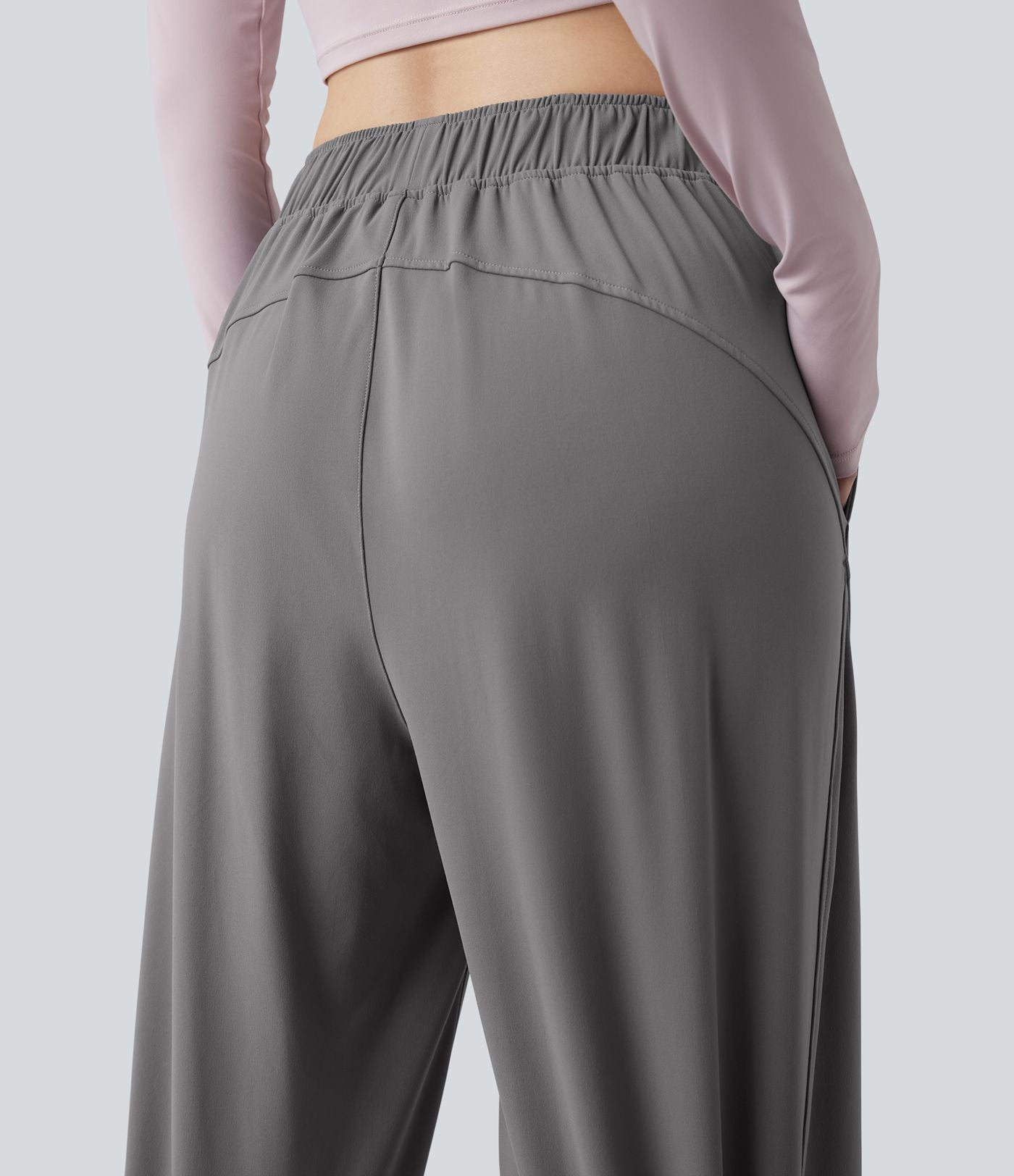 Pantalon yoga large taille haute avec poches
