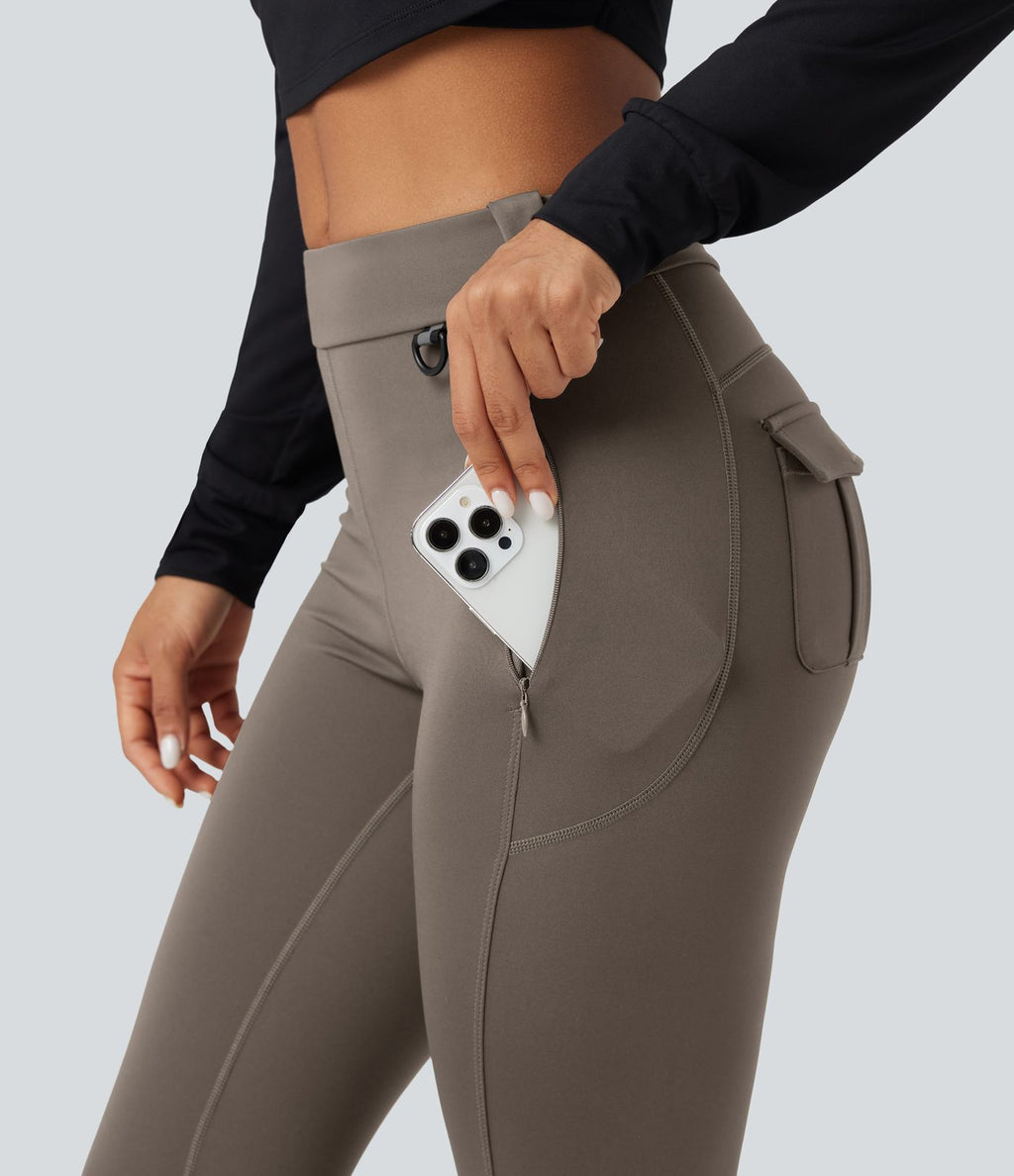 Legging cargo de randonnée résistant à l'usure taille mi-haute avec poches