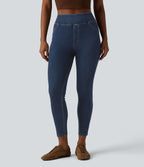 Halara Flex™ Jeggings casual 7/8 taille haute en lyocell drapé effet denim, avec poches
