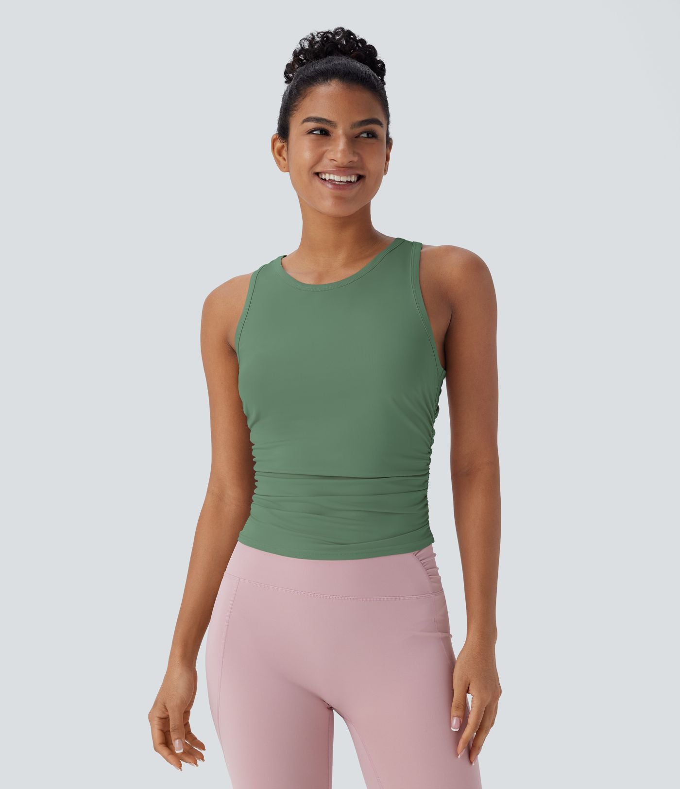 Débardeur de yoga dos nageur froncé col rond