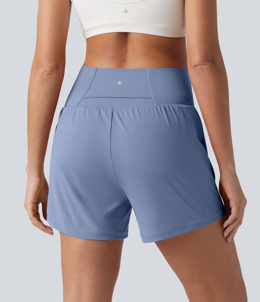 Short de yoga SoftlyZero™ Airy croisé taille haute 2-en-1 effet frais InstantCool 12,5 cm avec poches