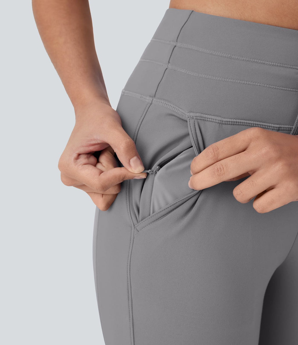 Pantalon corsaire jogging de yoga Softlyzero™ moelleux, taille haute à cordon avec poches latérales