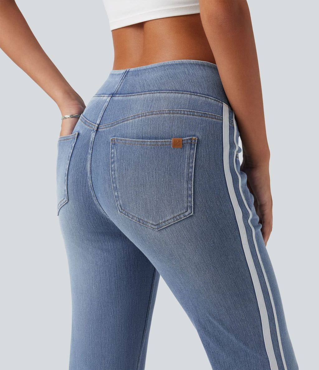 Jean flare Halara Flex™ taille haute délavé à rayures avec poches