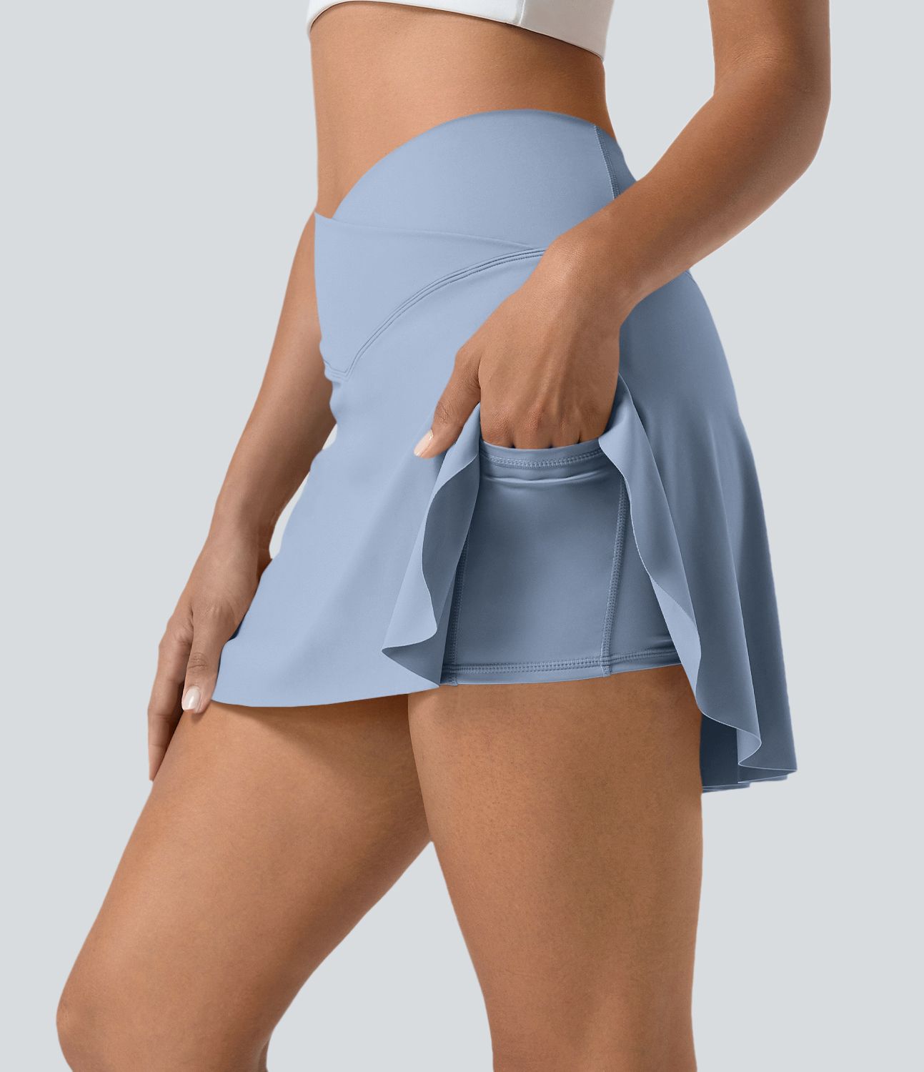 Jupe de tennis mini 2-en-1 quotidienne SoftlyZero™ Airy avec croisement, poche latérale et effet frais InstantCool, Lucid, protection solaire UPF50+