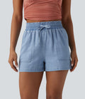 Jean large casual taille mi-haute en lyocell avec poches