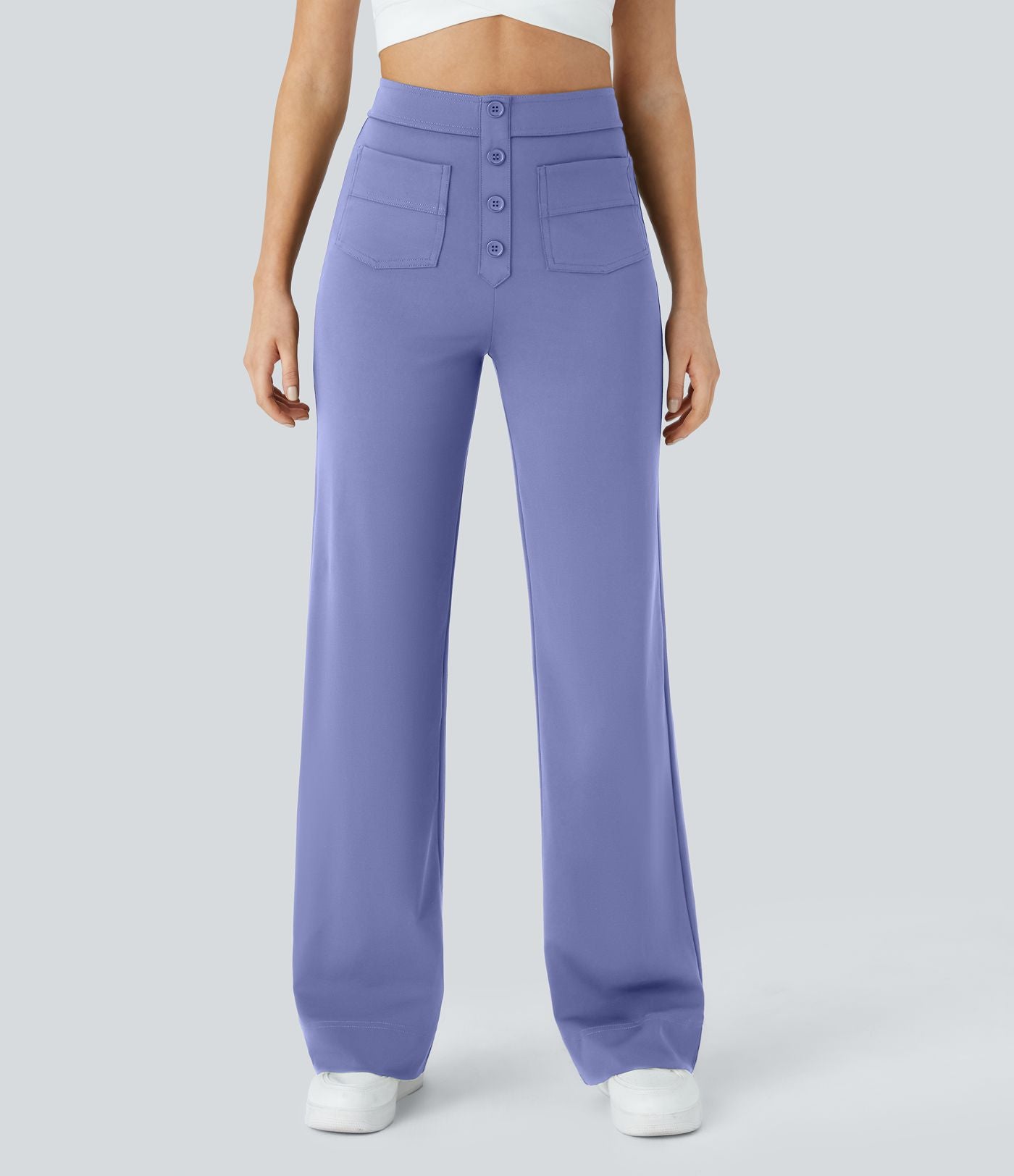 Pantalon taille haute coupe droite DayStretch avec poches