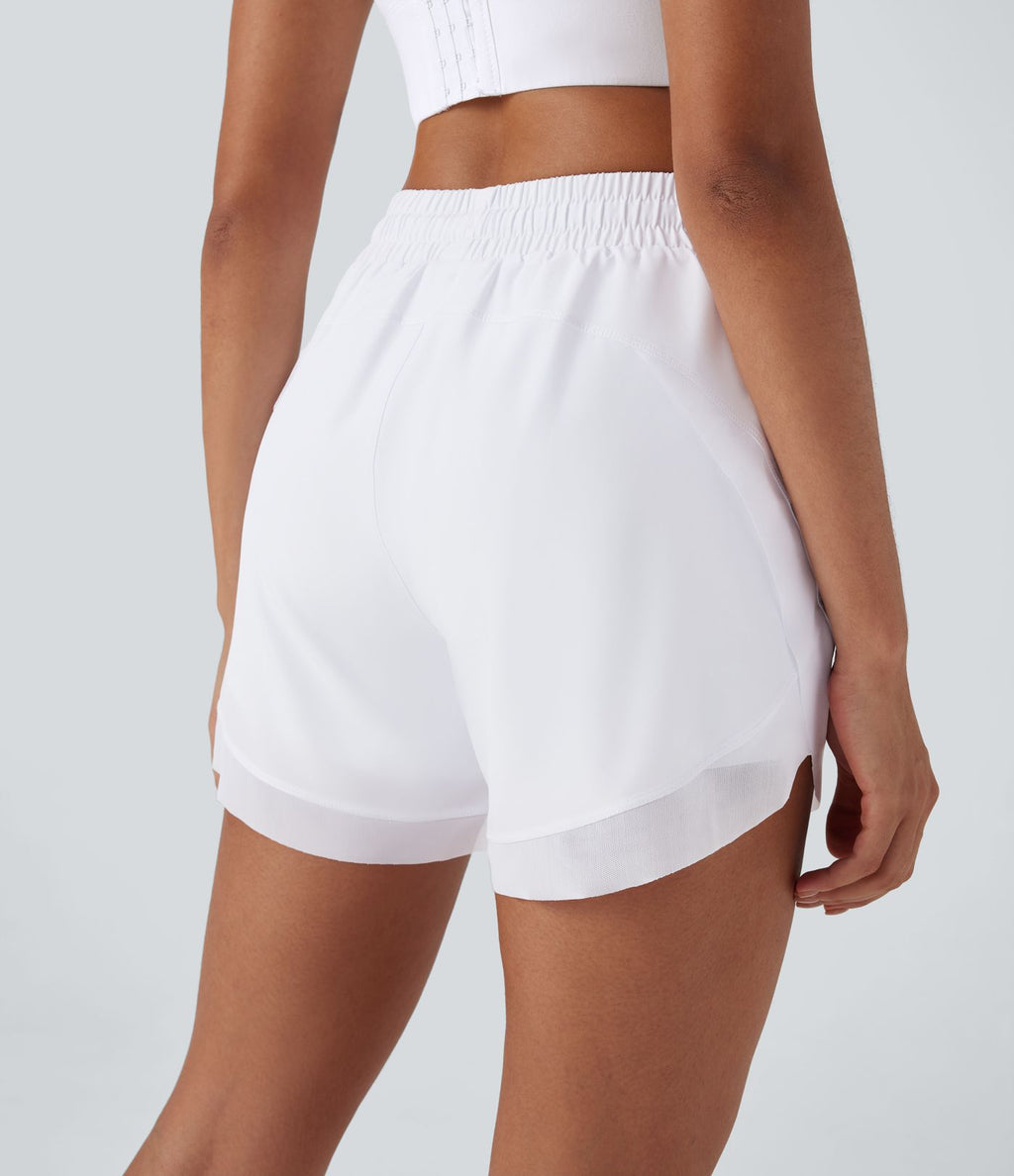 Short 12,5cm Running Fluide 2 en Taille Mi-Haut Cordon de Serrage Mesh Contrastant