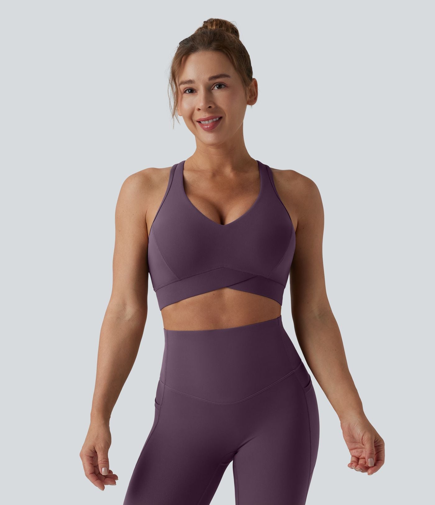 Brassière de sport running Halara UltraSculpt™ maintien léger col V dos nageur bonnets E-G
