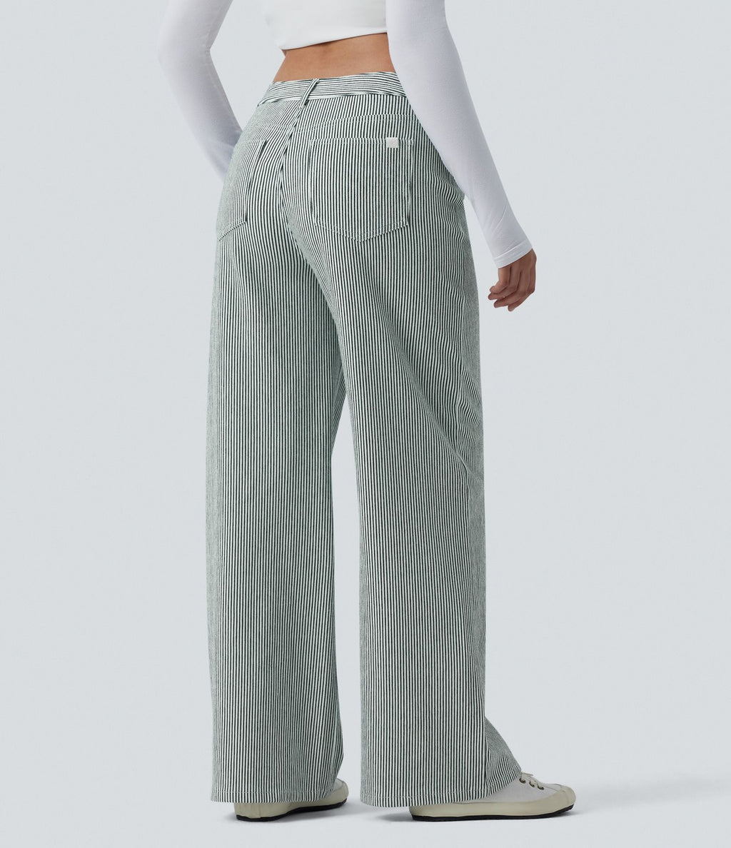 Jean ample Halara Flex™ asymétrique casual à rayures taille mi-haute avec poches