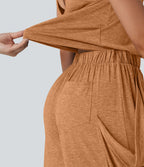 Combinaison décontractée à découpe sans manches jambes larges avec poches, édition Easy-Peezy