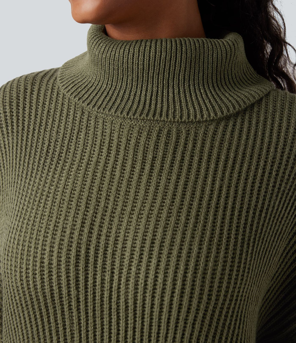 Robe pull courte tailleur col montant manches longues