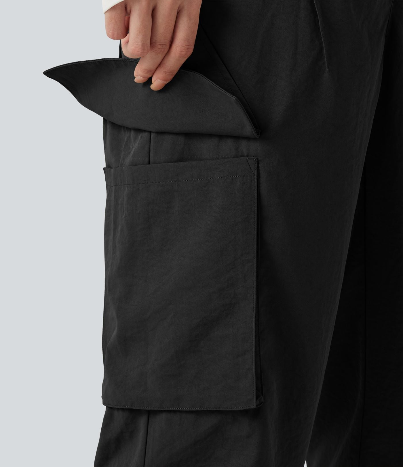 Jogging cargo décontracté, taille moyenne, à poches