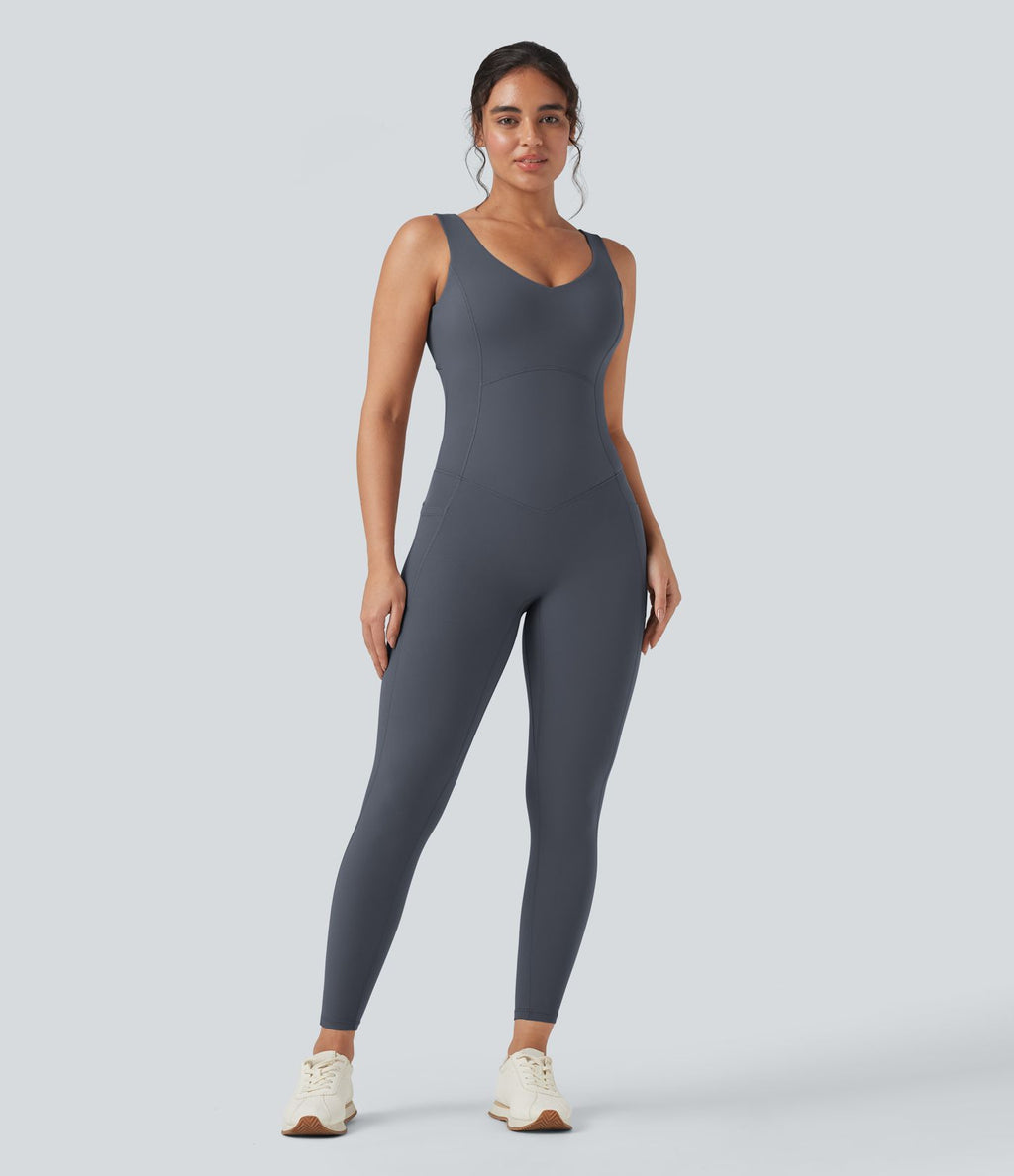 Combinaison de sport Halara UltraSculpt™ col V gainante push-up à poches