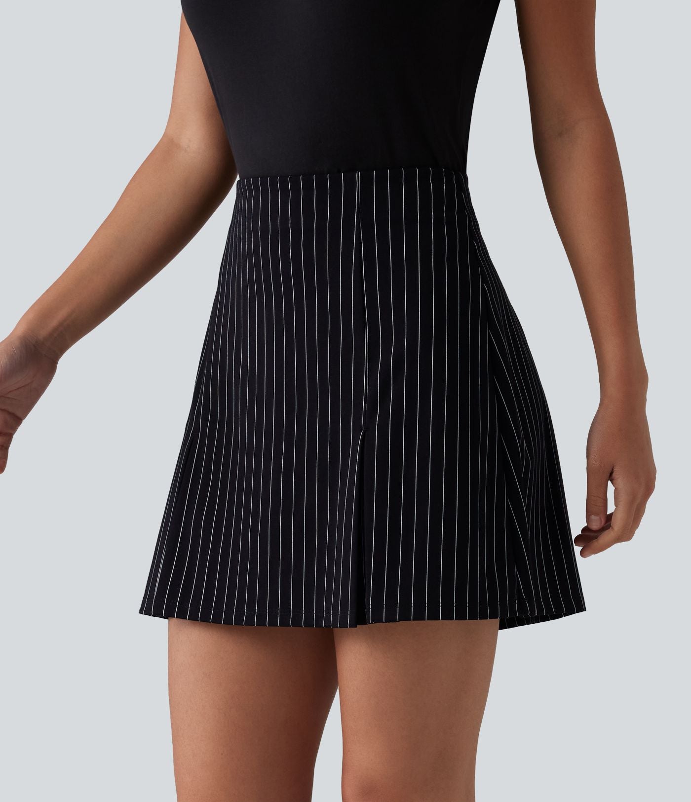 Jupe mini allongée trapèze taille haute 2-en-1 effet frais InstantCool à rayures pour le travail