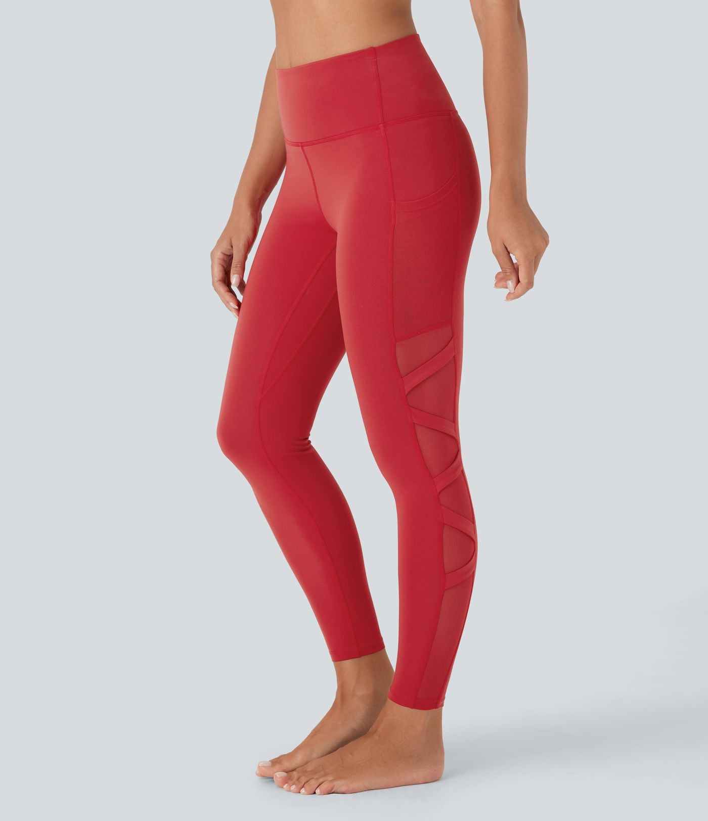 Legging de yoga 7/8 SpeedWave™ taille haute avec poches latérales et empiècements en mesh contrastés à séchage rapide
