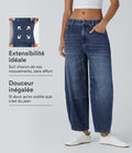 Jean Barrel 7/8 taille basse Halara Flex™ avec poches zippées