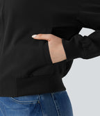 Veste bomber fermeture éclair coupe décontractée avec poches