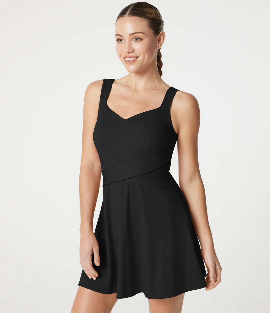 Robe de tennis courte SoftlyZero™ Airy avec brassière intégrée 2-en-1, douce et respirante, avec poches, bonnets DD à F - Édition Easy Peasy - Protection solaire UPF50+