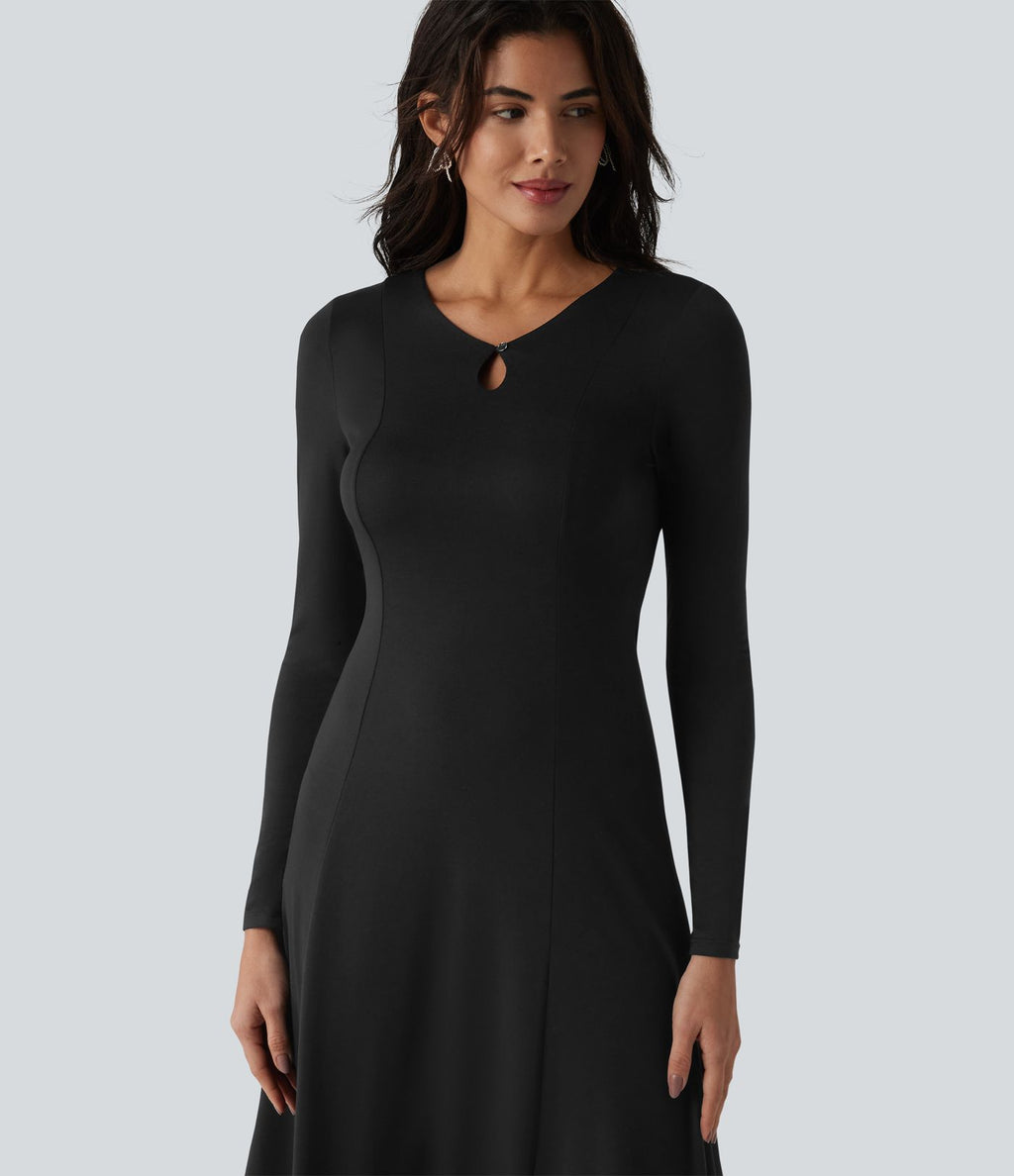 Robe midi à manches longues avec découpes