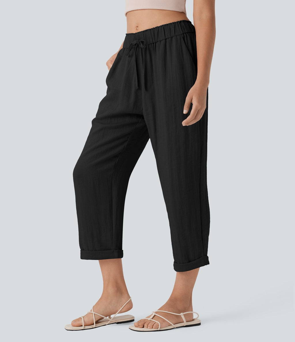 Jogging fuselé taille mi-haute à cordon avec poches